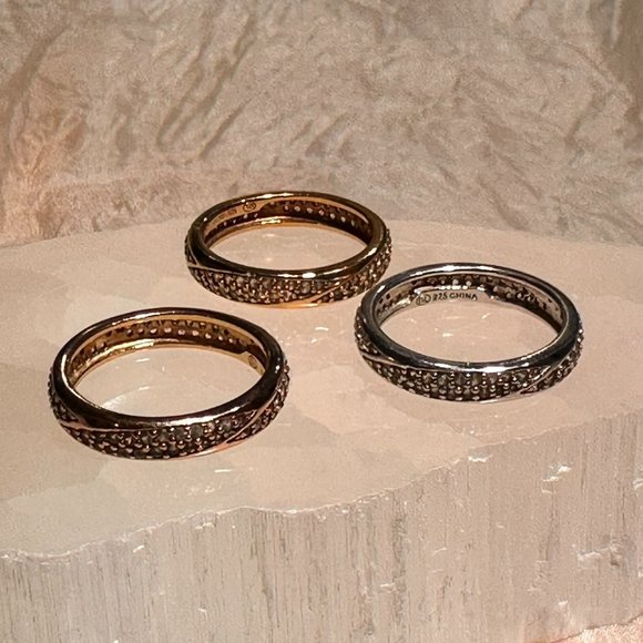 Tri Colour Sterling Silver Stacking Rings - Picture 2 of 3